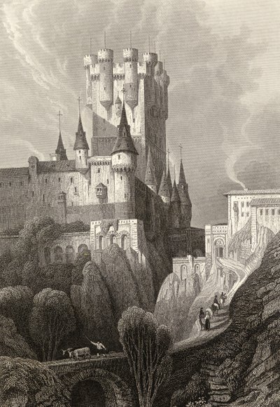 The Alcazar before the 1862 fire, Segovia by David Roberts